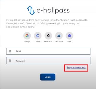 ehallpass password reset option